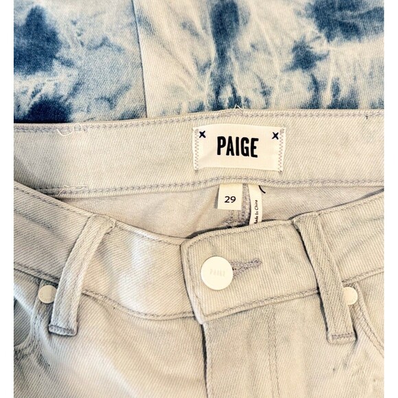 Paige Womens Jeans Blue Indigo Tie Dye Hoxton Slim Crop Straight Raw Hem Size 29 - Picture 4 of 10